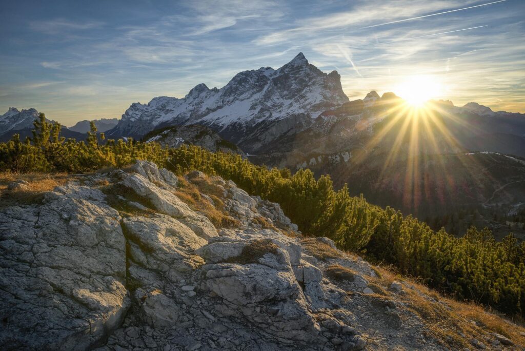 Mountains with sunrise